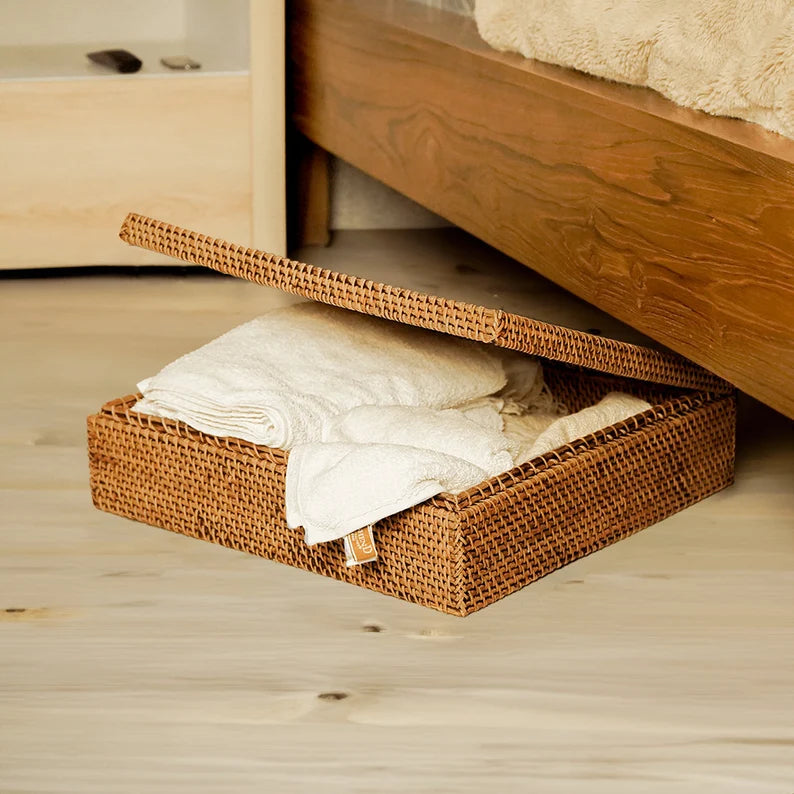 Handwoven Rattan Storage Box: A Stylish Solution for Bedroom Organisation Gift for him/her