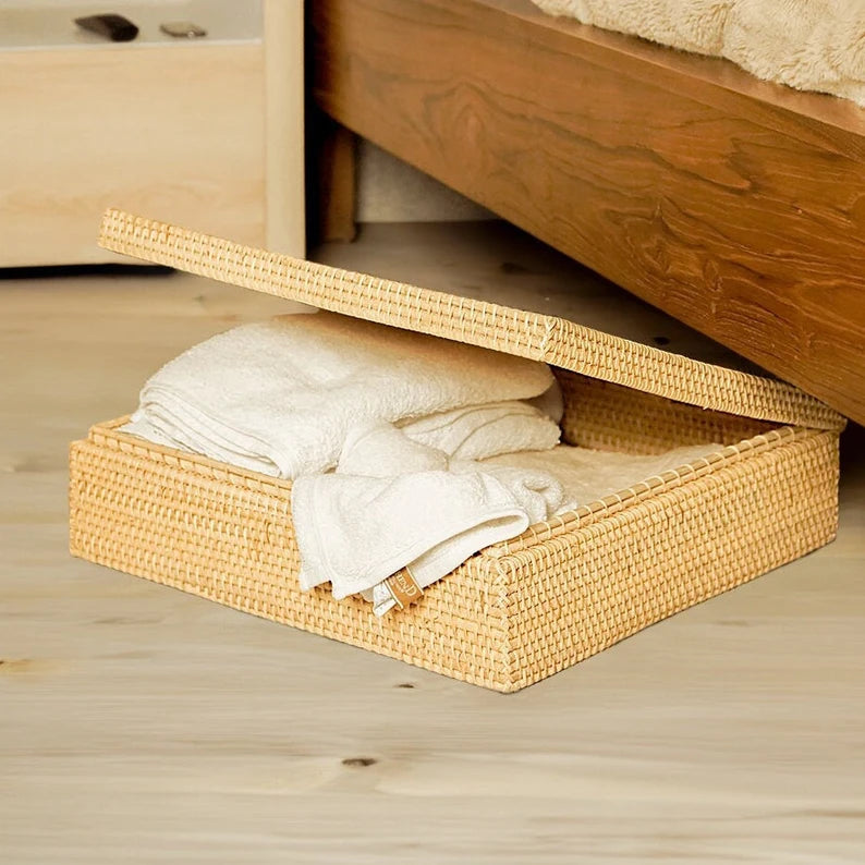 Handwoven Rattan Storage Box: A Stylish Solution for Bedroom Organisation Gift for him/her